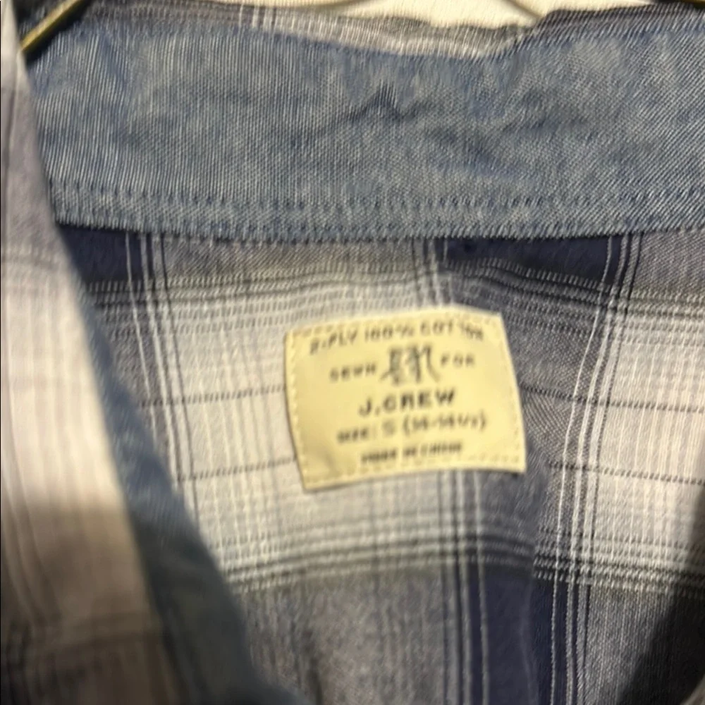 J. Crew Navy and White Plaid Casual Button Down Shirt Small
